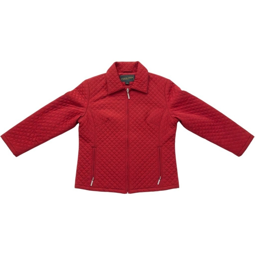 Pendleton Red Diamond Quilted Zip Front Jacket Womens Medium P73504 Collared